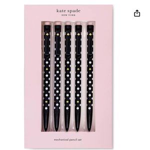 kate spade black polka dot Mechanical Pencil Set of 5 nwt